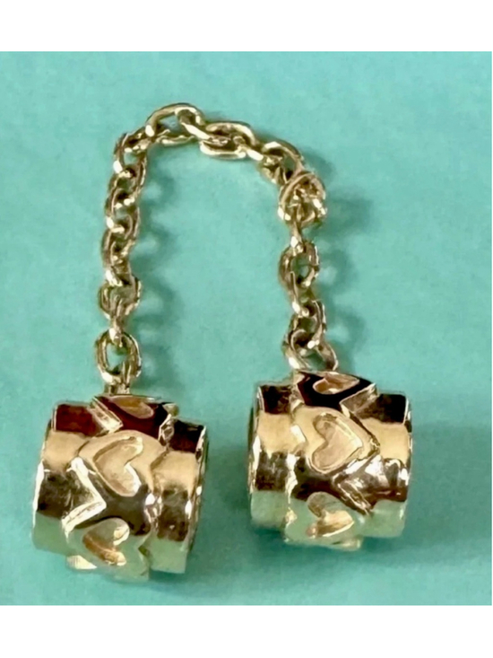 PANDORA Jewelry - ❗️NEW❗️100% Authentic Pandora Moments 14K Solid Gold Hearts Safety Chain .